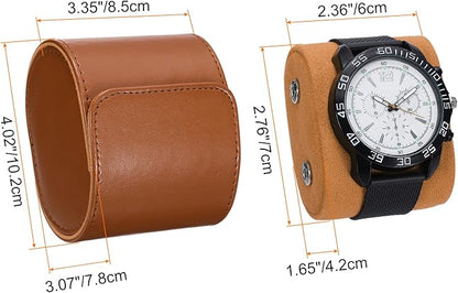HARFINGTON Watch Roll Travel Case Single Slot Portable Leather Watch Case for Men and Women, Watches Storage Organizer with Removable Pillows for Traveling, Display, Home Storage, Yellow