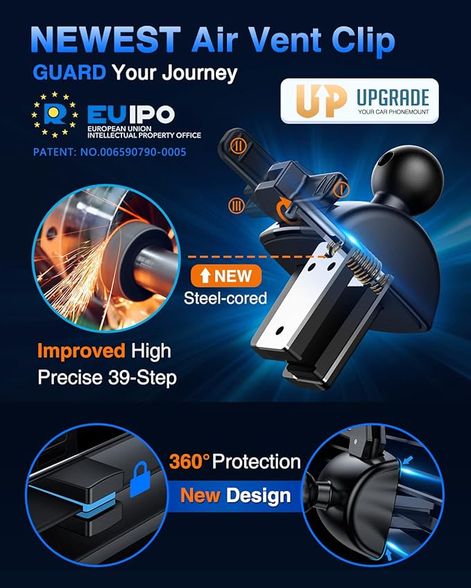VANMASS [Pro Version] Universal Car Phone Mount [Super Suction Cup] Dashboard Phone Holder, Handsfree Windshield Dash Vent Phone Holder Car, Compatible for iPhone 17 16 15 14 Samsung LG & Truck,Blue