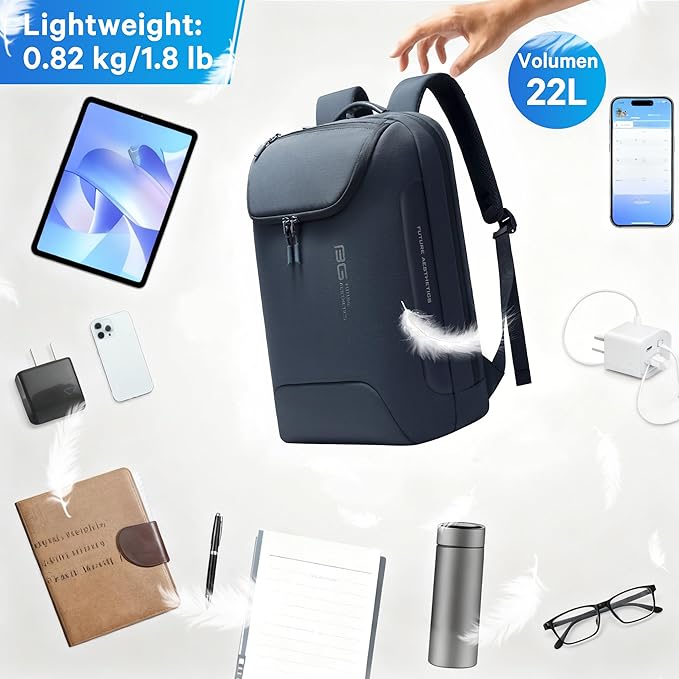 BANGE Ergonomic Anti-Theft Laptop Backpack for Men & Women, 15.6 Inch Business Travel Backpack, Waterproof Lightweight Durable Rucksack for Office, College, Outdoor