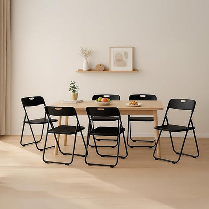 10 Pack Black Plastic Folding Chairs, Indoor Outdoor Portable Stackable Commercial Seats with Steel Frame for Home Office Wedding Party Events Kitchen Dining, 350lb Capacity