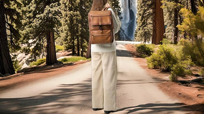 Leather Backpack for Men & Women, Classic Brown - Handcrafted Top Grain Leather vintage backpack with 17-Inch Laptop Sleeve - Lightweight, Stylish & Durable for Business, Travel, Work & Everyday Use