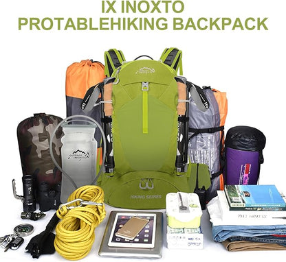 IX INOXTO Hiking Backpack, Waterproof Hiking Daypack with 3L Water Bladder and Rain Cover, Lightweight Travel Camping Backpack for Men Women (Fruit green)