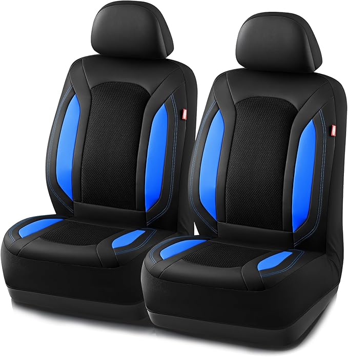 Rubbermaid Leather Mesh Car Seat Covers, Breathable Air Mesh Front Seat Cover, Universal Fit Slip-on Design, Airbag Compatible, Automotive Seat Protector for Most Cars, SUVs, Trucks, Vans-Blue