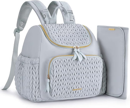 mommore Diaper Bag Small Diaper Backpack Stylish Toddler Baby Mini Maternity Bags Travel Backpacks with Insulated Pockets, Changing Pad, Stroller Straps