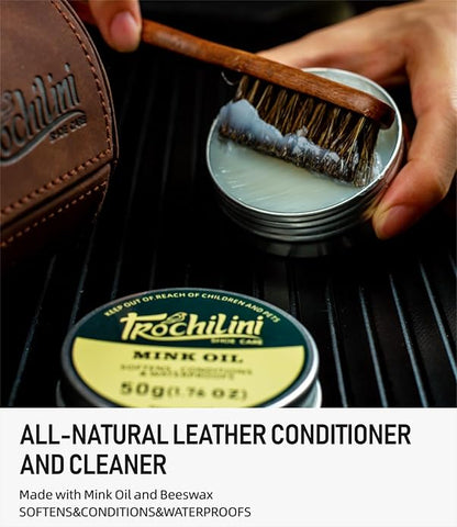 Shoe Polish Kit 13PC Shoe Shine Leather Boot Shoe Care Set Mink Oil Brushes and More for Gentle Care Cleaning
