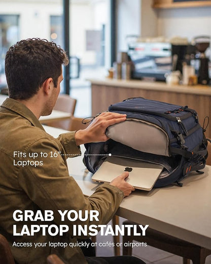 Tolaccea Travel Backpack Carry On 40L, Laptop Backpack with 3 Packing Cubes, Flight Approved Duffel Luggage Bag for Men Women, Water-resistant Large Business Rucksack Daypack, Fits 15.6" Laptop, Navy