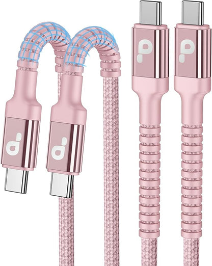 USBC Cable 10FT, 2Pack Long USBC Fast Charging Cable, Nylon Braided USB C to USB C iPhone Charger Cord Compatible with iPhone 17/16/15/Pro Max/Plus/Samsung Galaxy S23/LG and More-Pink