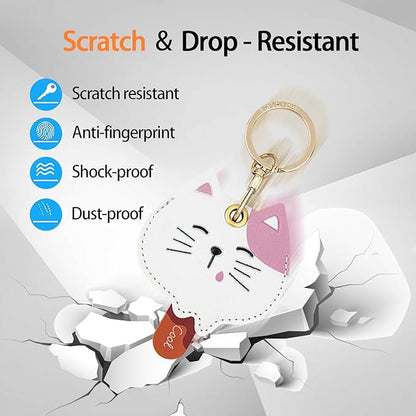 Leather Keychain Case Holder Compatible with Apple AirTag, GPS Airtag Keychain Finder Tracker with Key Ring, Anti-Scratch Protective Air Tag Cover