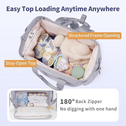 CEI-CEI Diaper Bag Backpack for Mom and Dad, Puffer Baby Bag Backpack with Insulated Pocket, Water-Resistant, Unisex Travel Backpack with Changing Pad & Stroller Straps