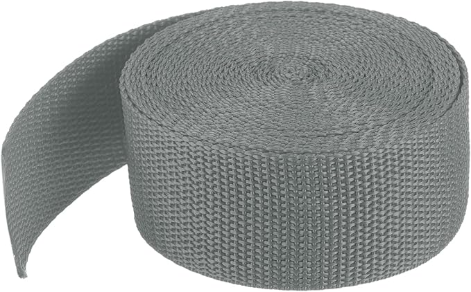 MECCANIXITY Lightweight Polypropylene Webbing Strap 1 1/2" 5 Yard Backpack Strapping Band Grey for Outdoor Luggage Cargo Straps