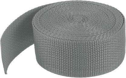 MECCANIXITY Lightweight Polypropylene Webbing Strap 1 1/2" 5 Yard Backpack Strapping Band Grey for Outdoor Luggage Cargo Straps