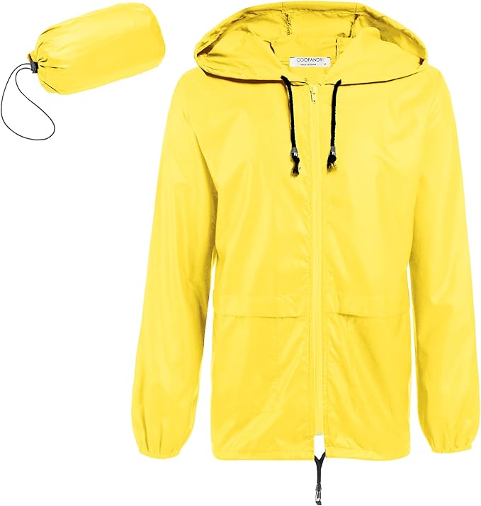 COOFANDY Mens Packable Rain Jacket Lightweight Waterproof Raincoat with Hood Outdoor Rain Gear Travel Hiking Cycling