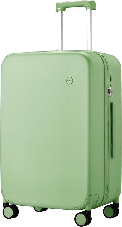 mixi Upgrade Luggage Suitcases with Spinner Wheels, Hardside Rolling Suitcase PC with TSA Lock Travel Case 24in Checked in, Fine Grid Avocado Green