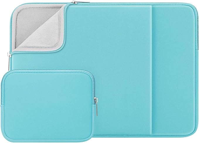 RAINYEAR 15 Inch Laptop Sleeve Protective Case Soft Cover with Front Pocket & Accessories Pouch, Compatible with 15.4" MacBook Pro/Air A3241 A2941 A3114 A1938 A1707 A1990 (Blue, Upgraded Version)