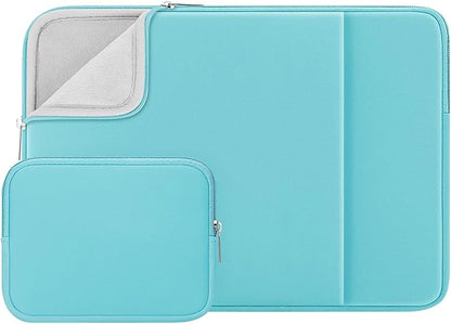 RAINYEAR 15.6 Inch Laptop Sleeve Case Soft Fluffy Lining Cover Carrying Bag with Front Pocket & Accessories Pouch, Compatible with 15.6" Notebook Computer Chromebook (Blue, Upgraded Version)