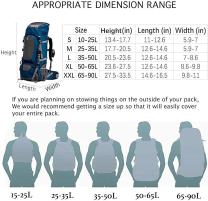 Frelaxy Waterproof Backpack Rain Cover, 10000mm Waterproof Level, Upgraded Ultra-Strong Multilayer Structure, Antislip Cross Buckle Strap, Ultralight Compact Portable, for Hiking, Camping, Traveling