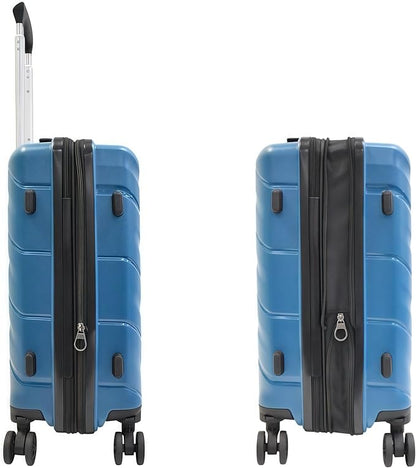 Karriage-Mate Expandable Hardside Carry-On Luggage, Suitcase with Eight Spinning Wheels, 20-Inch and Scratch-Resistant Surface (Blue)