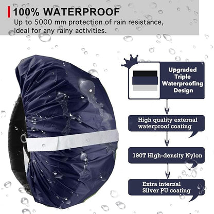 Frelaxy Hi-Visibility Backpack Rain Cover with Reflective Strip 100% Waterproof Ultralight Backpack Cover, Storage Pouch, Anti-Slip Cross Buckle Strap, for Hiking, Camping, Biking, Outdoor, Traveling