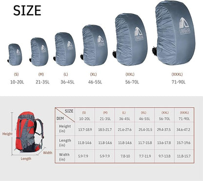 Unigear Backpack Rain Cover Waterproof Rating 5000mm Ultraportable and Durable with 2 Anti-Slip Buckle Strap, Integrated Carry Pouch Design (Gray, X-Large)