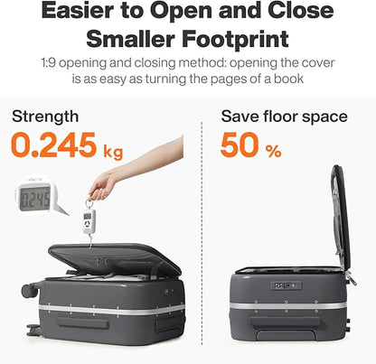 mixi 26 Inch Large Checked Luggage PC Hard Shell Suitcase Top Opening Aluminum Frame Travel Suitcases with Wheels, Rock Gray