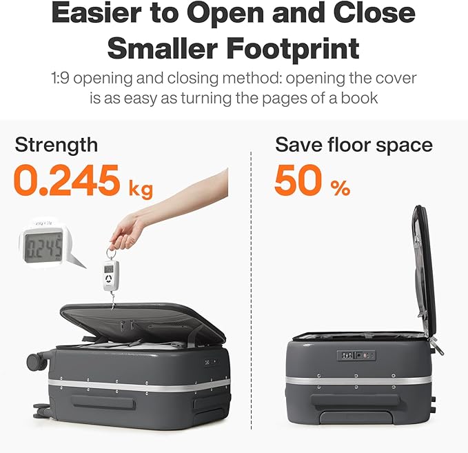 mixi 24 Inch Checked Luggage PC Hard Shell Suitcase Top Opening Aluminum Frame Travel Suitcases with Wheels, Rock Gray