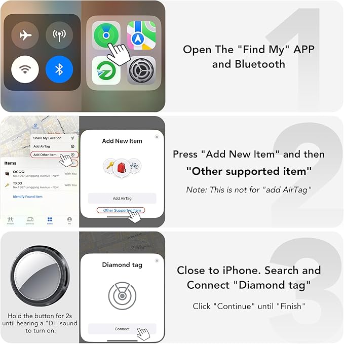 Air Tracker Tags-5 Pack Black | Bluetooth Tracker Work with Apple Find My (iOS Only), Smart Tag with Protective Case/Keychain/Lanyard, Item Finder for Luggage/Key/Suitcase, Replaceable Battery