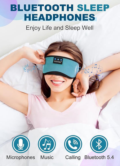 TOPOINT Sleep Mask with Headphones Bluetooth 5.4 Wireless, Sleep Headphone with Microphone Built-in HD Speakers Music, Eye Mask for Sleeping Travel Meditation for Men Women Girl Cool Gadgets