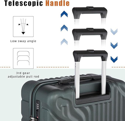 Luggage Sets Suitcase Sets 5 Piece Luggage Sets Suitcase with ABS Hard Shell Lightweight TSA Lock and Double Rotatable Detachable Wheels(DarkGreen,20"/24"/28"/DB/TB)