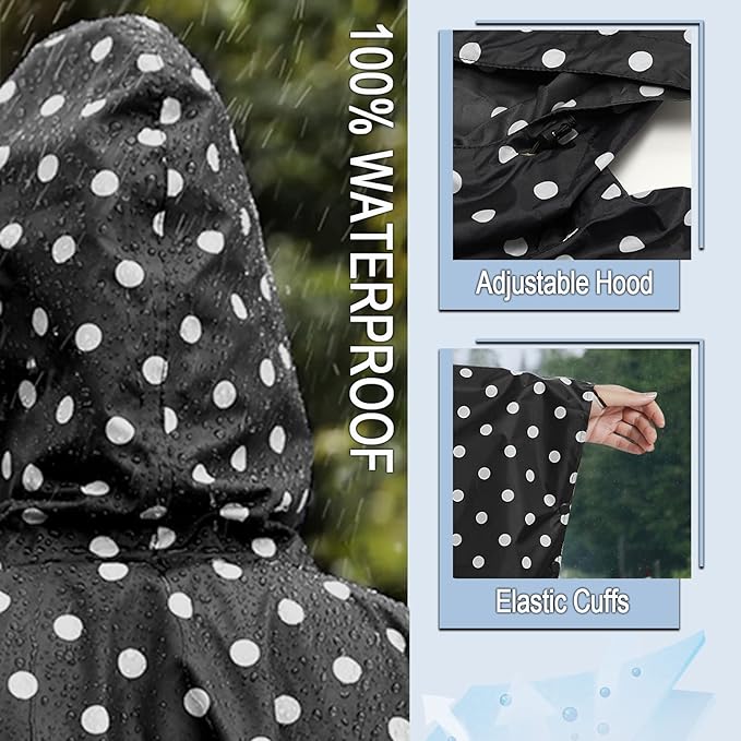 Fashion Hooded Rain Poncho Waterproof Raincoat Jacket with pocket for Women/Men/Adult