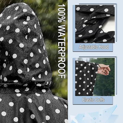 Fashion Hooded Rain Poncho Waterproof Raincoat Jacket with pocket for Women/Men/Adult