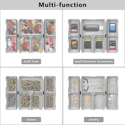 FYY Daily Pill Organizer, 7 Compartments Portable Pill Case Travel Pill Organizer,[Folding Design] Pill Box for Purse Pocket to Hold Vitamins,Cod Liver Oil,Supplements and Medication-Grey