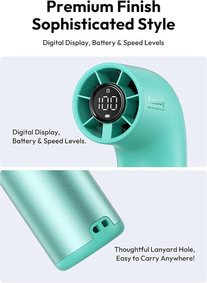 Aecooly Portable Handheld Fan, Powerful Turbo Mini Fan, 19000 RPM High Speed Aero Ultra, 15H Max Cooling Time, 7 Speeds Aluminum Case, Pocket Rechargeable Personal Small Travel GIfts for Women-Green