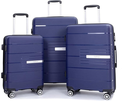 Travelhouse Luggage Sets, Expandable Hardside Suitcases 24in/28in, Carry on 20in,3 Piece Set Travel Luggages Clearance with Double Spinner Wheels TSA Lock Lightweight (Blue-1206)