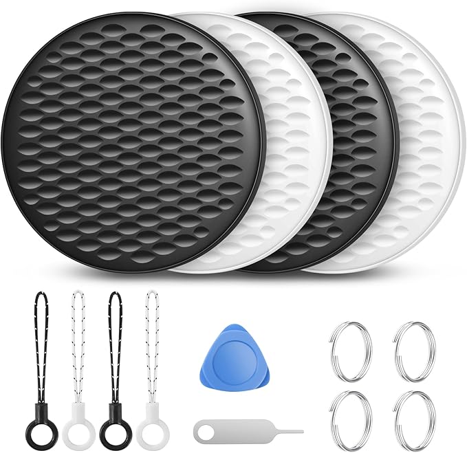 Air Tracker Tags-4 Pack, Bluetooth Tracker for Apple Find My (iOS Only), Smart Tracking Tag with 100dB Sound and Replaceable Battery, Key Finder Item Locator for Luggage Keys Wallet Backpack (Small)