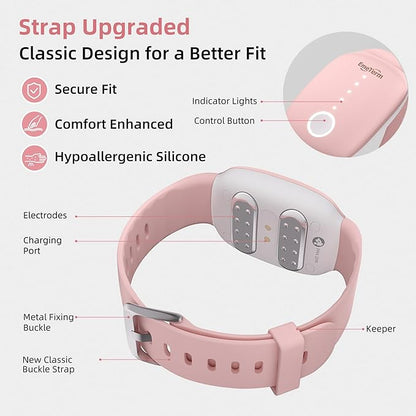 EmeTerm Fashion FDA-Cleared Relieve Nausea Electrode Stimulator Morning Sickness Motion Travel Sickness Vomit Relief Rechargeable No Gel Drug Free Wrist Bands Without Side Effects