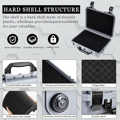 22.4 x 16.1 x 10.2 Inch Waterproof Hard Case with DIY Customizable Foam Insert Portable Protective Case with Knife for Camera Drones Equipments Tools Test Instruments (Gray)