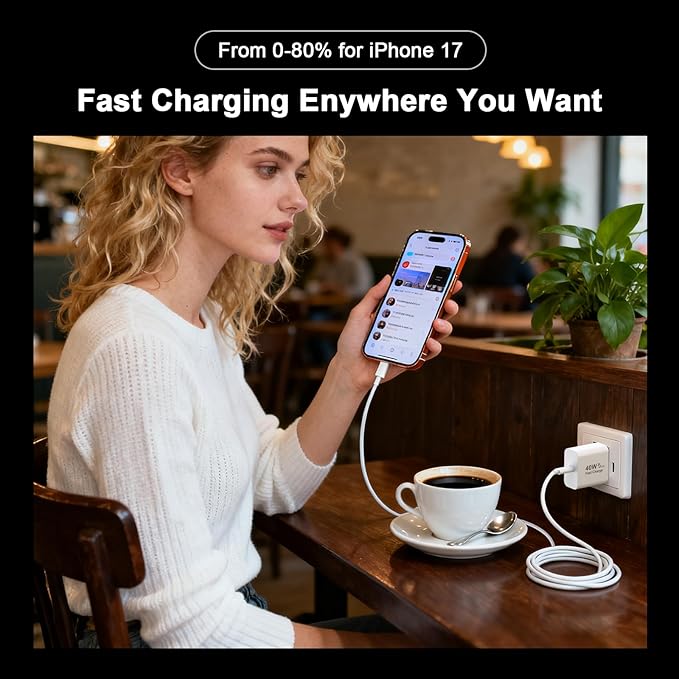 iPhone 17 16 15 Charger Fast Charging, 2 Pack 40W USB C iPhone 17 16 15 Pro Max Charger Block & 6FT Type C Charging Cable Cord for iPhone 17/Air/17 Pro/17 Pro Max/16/16 Pro/16 Pro Max/15/15 Pro Max
