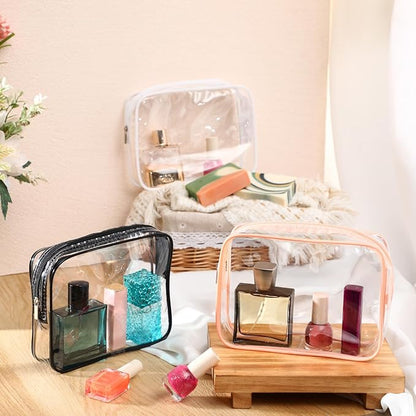 Cunno 60 Pcs Clear Toiletry Bag TSA Approved Cosmetic Bag Bulk Makeup Bag Travel Carry Airport Airline Compliant Bag for Women Men Summer Vacation Salon Mother Gift(Classic Color)