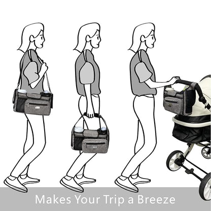 TOPDesign Universal Baby Stroller Organizer, Stroller Caddy with Heightened Insulated Cup Holders & Non-Slip Secure Hooks Accessories, Fits Most Strollers, Machine Washable (Zoo)