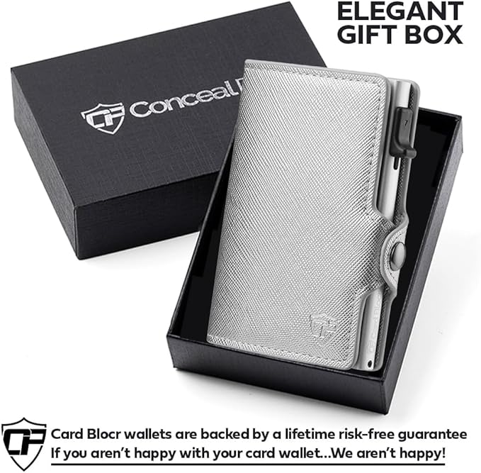 Conceal Plus Small RFID Wallet for Women, Slim Compact RFID Blocking Credit Card Holder Womens Wallet, Smart Pop Up Minimalist Card Case, Holds 4-6 Standard Cards Plus Cash & ID, Compact Travel Wallet