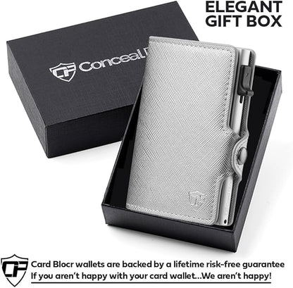 Conceal Plus Small RFID Wallet for Women, Slim Compact RFID Blocking Credit Card Holder Womens Wallet, Smart Pop Up Minimalist Card Case, Holds 4-6 Standard Cards Plus Cash & ID, Compact Travel Wallet