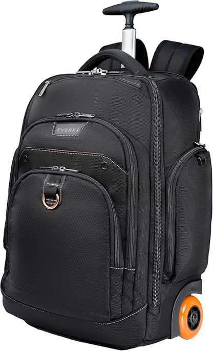 EVERKI Atlas Wheeled 2 Rolling Backpack, 30L 13 To 17.3-Inch Laptops Travel Backpack with Wheels for Professional, RFID-Blocking Pocket, Book Bag with Wheels, Business Travel. Quick-access Pockets