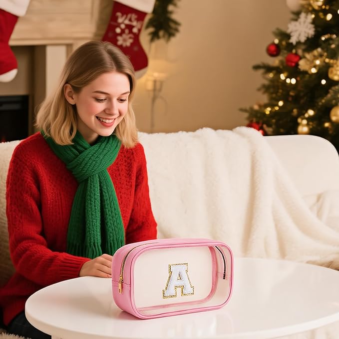 YOOLIFE Birthday Gift for Kids | Travel Makeup Bag for Girls | Pink Makeup Bag | Cosmetic Bags Gift for 7 8 9 10 11 12 Year Old Girls | Birthday Gifts Graduation Gifts Preppy Stuff Initial L