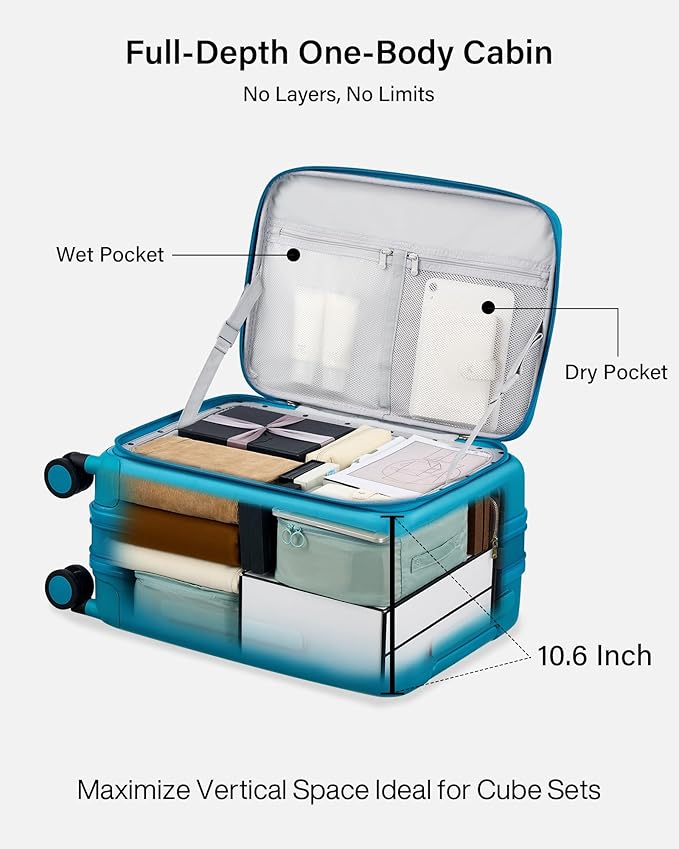 Hanke Hardside Expandable Carry On Luggage, 20 Inch Top Opening Trunk Luggages with Spinner Wheels, All-PC Hard Shell Carry-On Suitcase, Lightweight & TSA Airline Approved (Caribbean Blue, 46L)