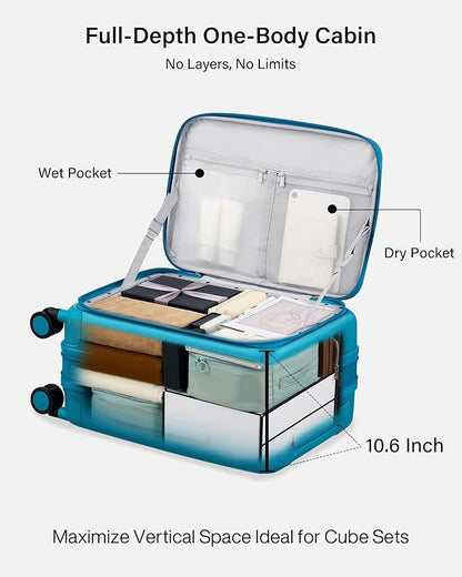 Hanke Hardside Expandable Carry On Luggage, 20 Inch Top Opening Trunk Luggages with Spinner Wheels, All-PC Hard Shell Carry-On Suitcase, Lightweight & TSA Airline Approved (Caribbean Blue, 46L)