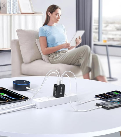[2-Pack]60W USB C Wall Charger Block, 5-Port C Charger Fast Charging Block PD Power Adapter +QC 3.0 Multiport Type C Box Brick Cube USB A Wall Plug for iPhone 14/15/16/17 Pro Max,Samsung Galaxy(Black)
