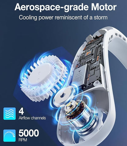 TORRAS COOLiFY [All-New, Upgraded Powerful Airflow] Industry-First Portable Neck Fan - Rechargeable, 360° Airflow, Hands-Free Bladeless Cooling, For Yard Work, Indoor, Outdoor Use - Elegant Ivory