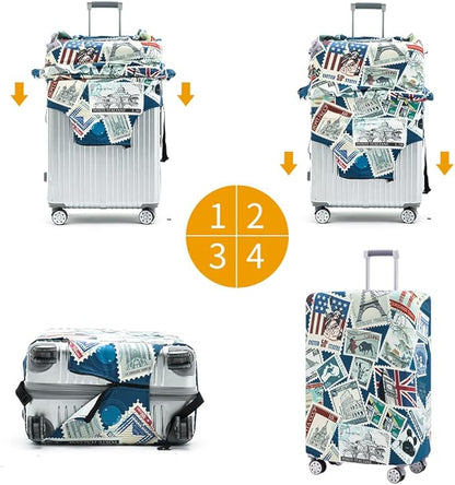 Travelkin Luggage Covers For Suitcase Tsa Approved,Suitcase Cover Protector Fit 18-32 Inch Luggage (Stamp, M)