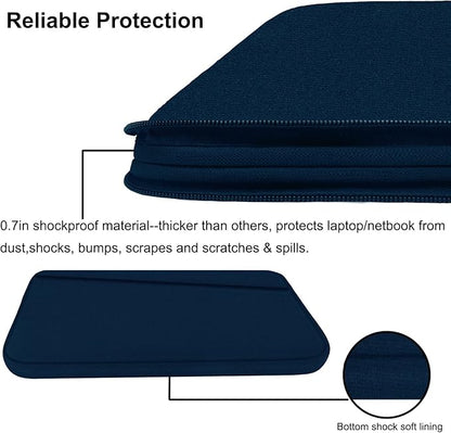 Laptop Sleeve Case, 15.6 inch, Durable Computer Carrying Bag Protective Case Briefcase Handbag with Front Pocket, Slim Laptop Cover for 15.6 Inch HP, Dell, Lenovo, Asus, Notebook, Blue