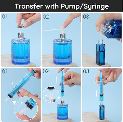 Segbeauty 8pcs 0.34oz Perfume Refill Tool Kit for Women, 10ml Plastic Blue Purple Perfume Decanter Dispenser Transfer Tool Set, Cologne Making Kit for Men with Extractor Pump Dispenser Funnel Set